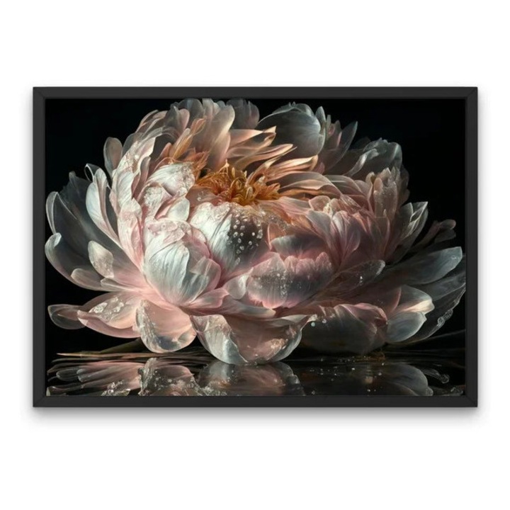 Tablou Canvas, Dalie in Lumina Dramatica, Pictura Foto-Realista, 40x60cm, panza cu sasiu din lemn gata de agatat decor pentru living sau dormitor