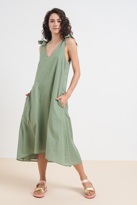 Vero Moda, Асиметрична рокля с шпиц, Тъмнозелен