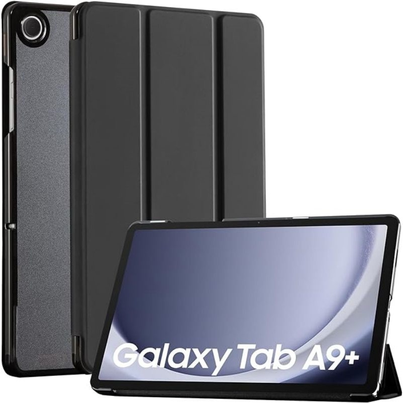 Husa tableta pentru Samsung Galaxy A9+ Plus, suport integrat, silicon/policarbonat, 12.4 inch, negru