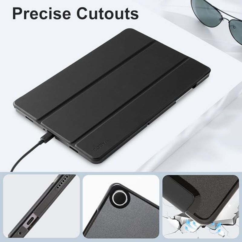 Husa tableta pentru Samsung Galaxy A9+ Plus, suport integrat, silicon/policarbonat, 12.4 inch, negru