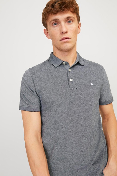 Jack & Jones, Paulos galléros szűk fazonú organikuspamut póló, Szürke