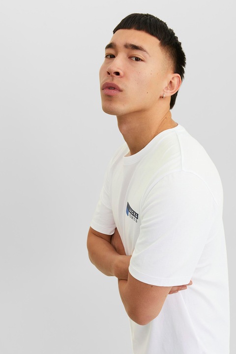 Jack & Jones, Къса тениска от органичен памук, Бял