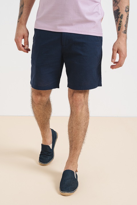 Jack & Jones, Pantaloni scurti chino din amestec de in, Bleumarin