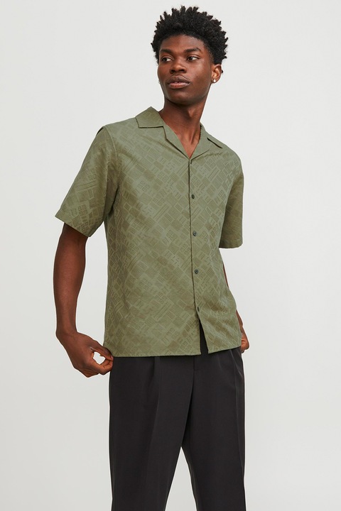 Jack & Jones, Kényelmes fazonú rövid ujjú ing, Olívazöld, S