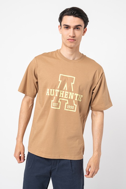 Jack & Jones, Feliratos póló, Halványsárga/Világosbarna, S