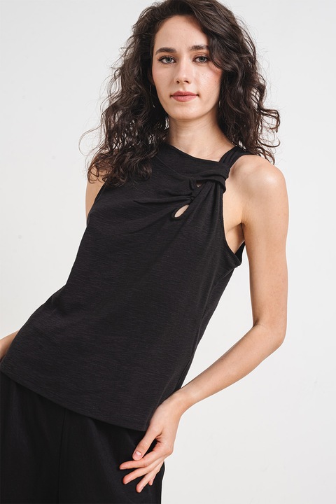 JdY, Памучен топ Amy с възел, Черен