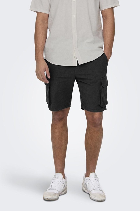 Only & Sons, Къс панталон карго, Черен, S