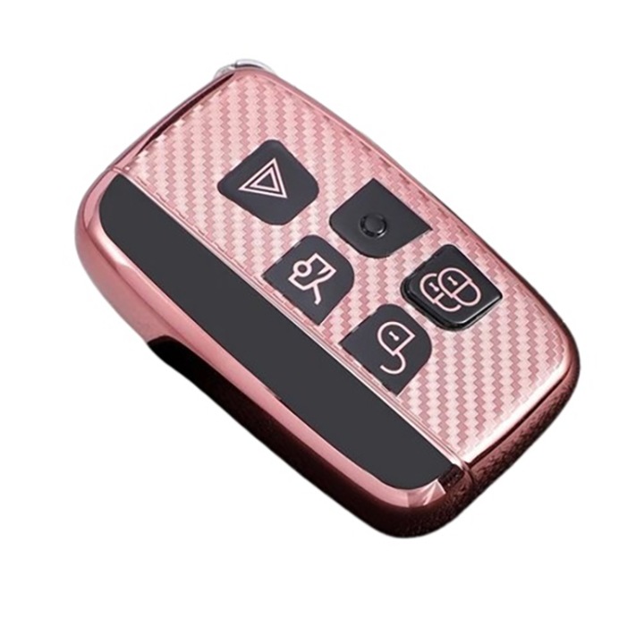 Husa pentru cheie roz carbon Land Rover LR4 Range Rover Sport Evoque Jaguar XF XJ XJL F-pace