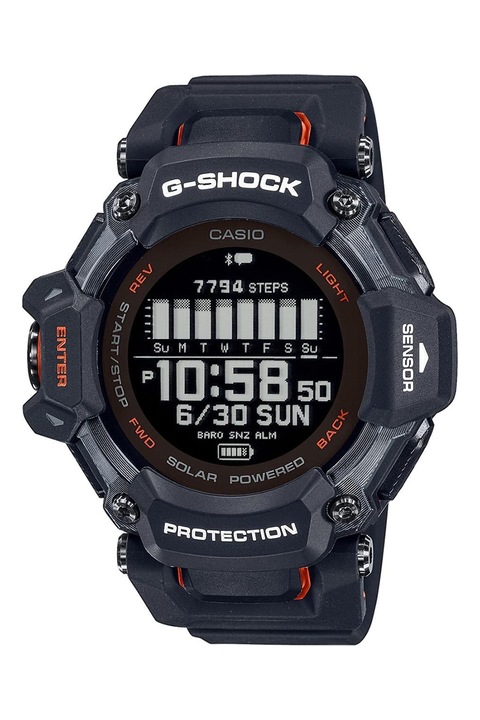 Casio, Дигитален часовник G-Shock със слънчева батерия, Сребрист, Тъмносин