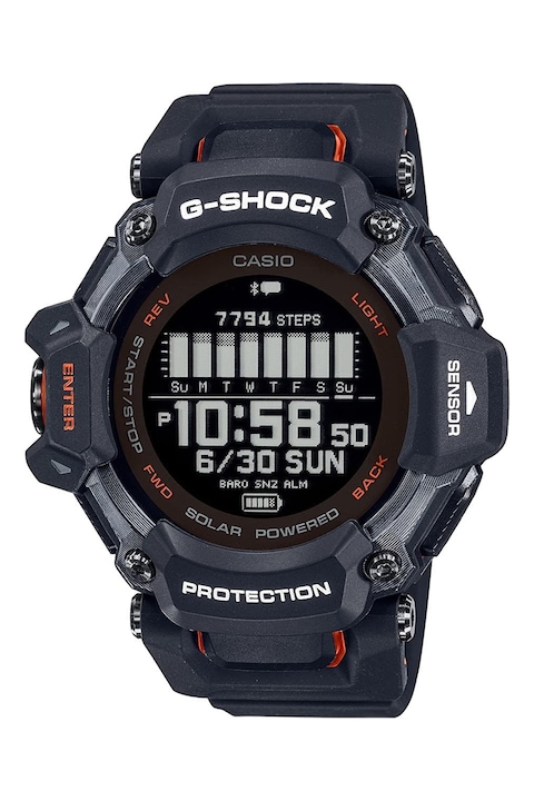 Casio, Дигитален часовник G-Shock със слънчева батерия, Сребрист, Тъмносин