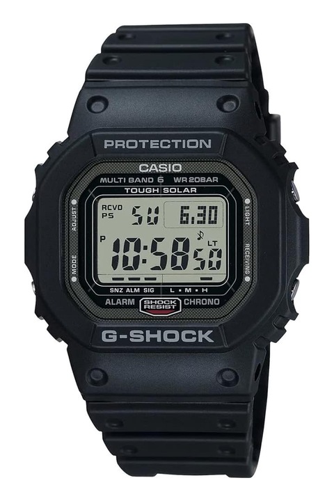 Casio, Дигитален часовник G-Shock със слънчева батерия, Черен