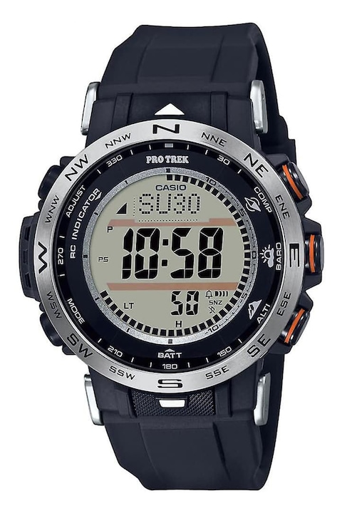 Casio, Дигитален часовник Pro Trek със слънчева батерия, Сребрист, Тъмносин