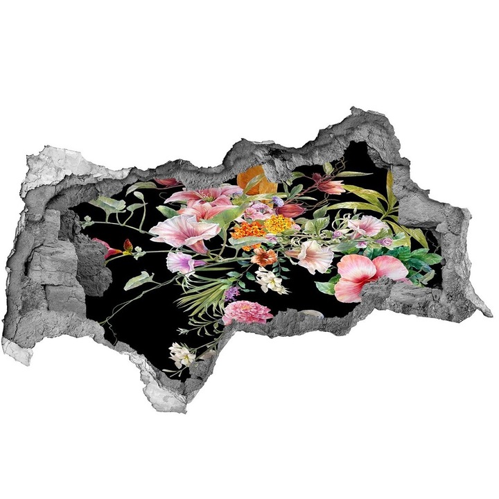 Декоративни стикери, Tulup, Цветя и птици, Лилав, 150x115 сm, 010120080070000005837