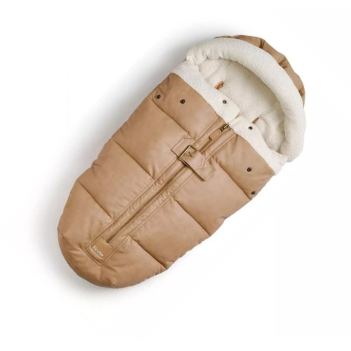 Sac pentru carucior Elodie, Aviator Brown, impermeabil, cu blana detasabila, 53x95cm