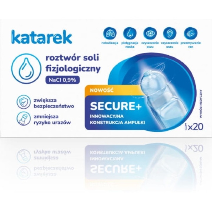 Solutie fiziologica Katarek Secure+, aplicator inovativ, set 20 fiole de 5ml