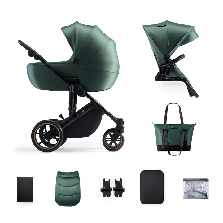 Carucior pentru bebelusi Kinderkraft Prime 2 2 in 1 VERDE INCHIS
