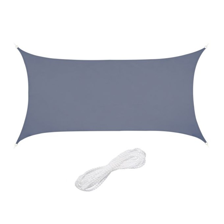 Copertina tip parasolar Relaxdays, cu protectie UV, gri inchis, 2x3 m, 10048702