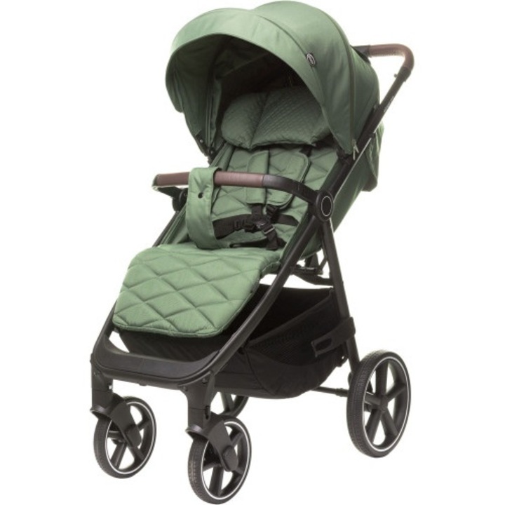 Бебешка количка 4Baby Stinger PRO, зелена, кожени детайли, 56x111x87см