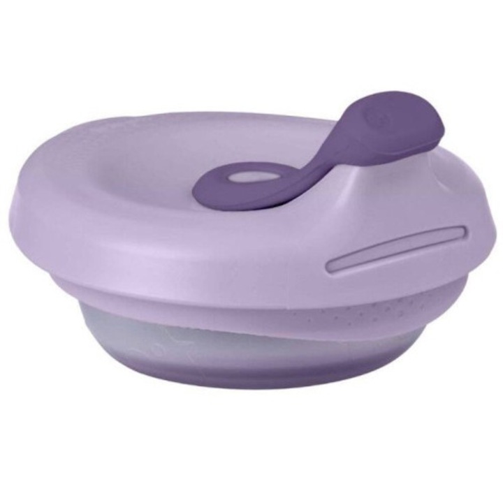 Set cutie alimentara siliconica cu capac B.BOX, ergonomica, violet, 110ml