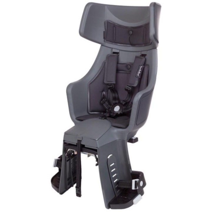 Scaun bicicleta pentru copii Exclusive Tour Plus LED, Bobike, montare pe portbagaj, 9-22kg, Gri