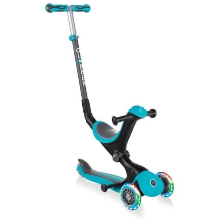 Проходилка 3 в 1 Globber GO-UP Deluxe Fantasy Lights, с LED светлини, Син/Зелен, 15-36 месеца