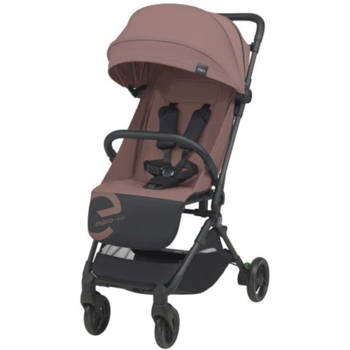 Детска количка Espiro Pop, карбонова, сгъваема с една ръка, UV защита, 5,8 кг, кафява, регулируема облегалка