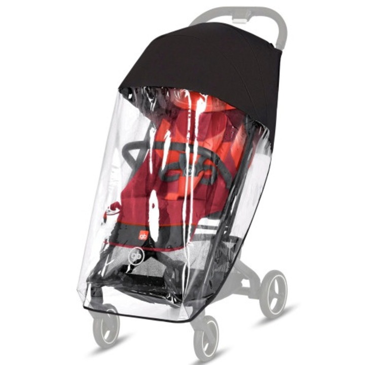 Esővédő Qbit+ All City babakocsihoz, GB, átlátszó/fekete