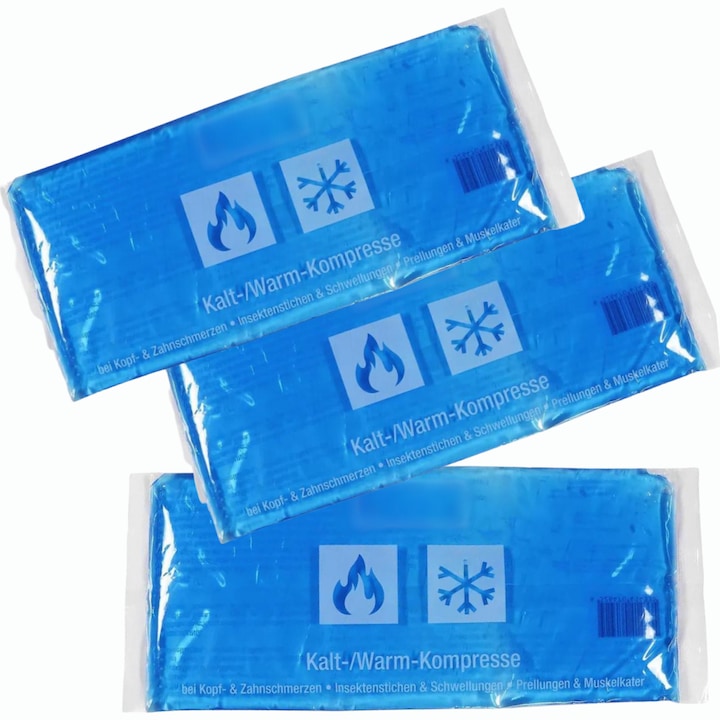 Comprese cu Gel Termic Reutilizabile si Flexibile MONDESA®, pentru Alinare Rapida Dureri Musculare si Articulare, Eficiente pentru Terapie Cald - Rece, 29 x 12 cm, 500 g, 3 pack