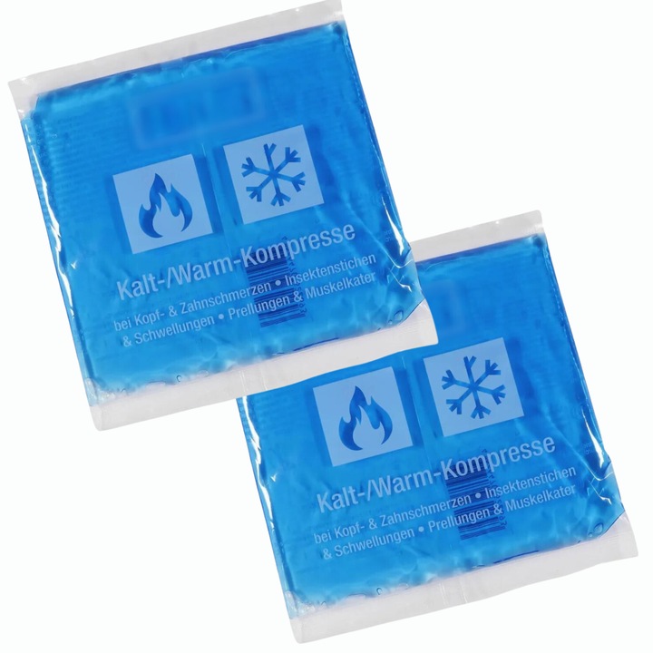Comprese cu Gel Termic Reutilizabile si Flexibile MONDESA®, pentru Alinare Rapida Dureri Musculare si Articulare, Eficiente pentru Terapie Cald - Rece, 15x15 cm, 300g, 2 pack