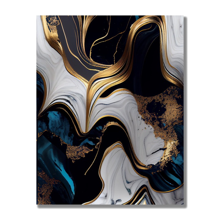 Tablou Canvas, Marmura si Aur, Texturi Elegante, Decor Luxos pentru Casa, 30x50cm