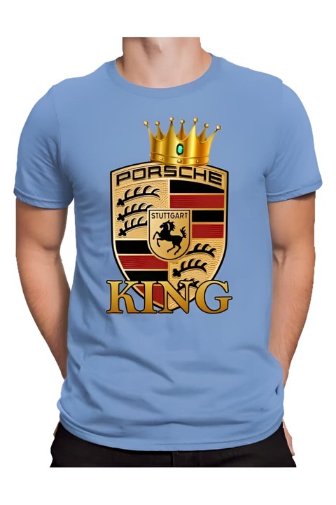 Tricou Porsche king pentru barbati, Pólóügynökség, Bumbac, albastru deschis, 4XL