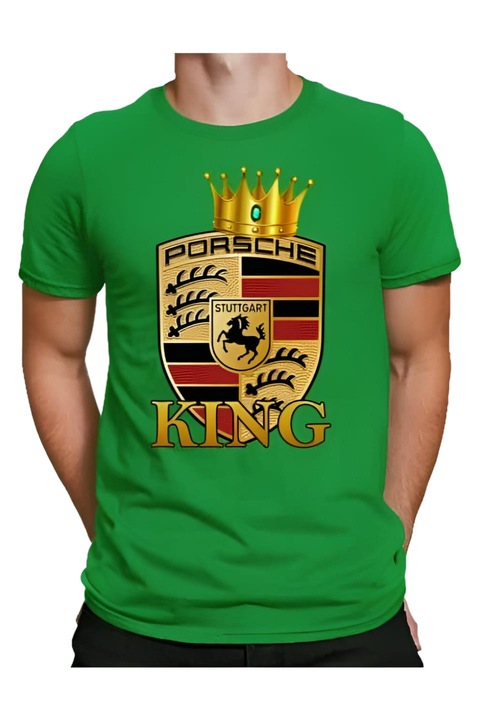 Tricou Porsche King pentru barbati, Pólóügynökség, Bumbac, verde, 3XL