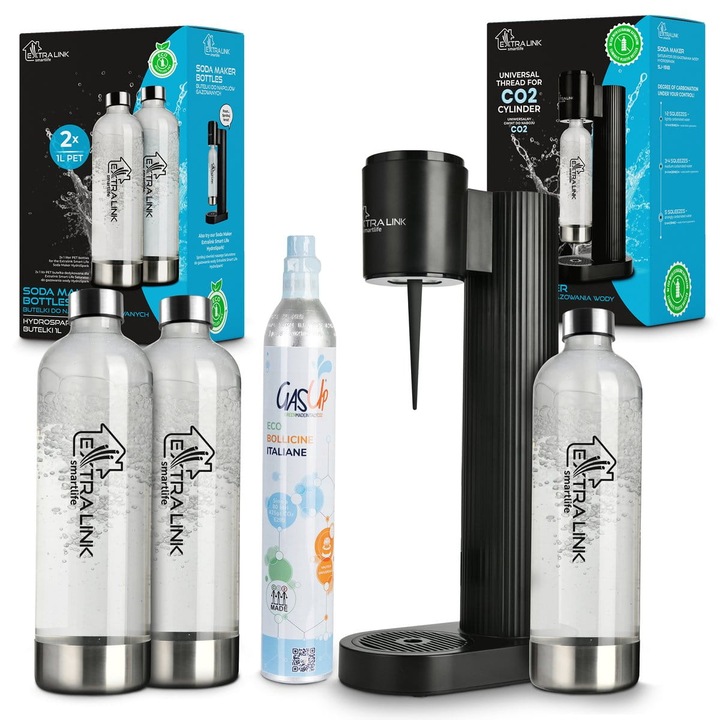 Saturator de apa Extralink Hydrospark SJ-191B, set cu 3 butelii 1L ...