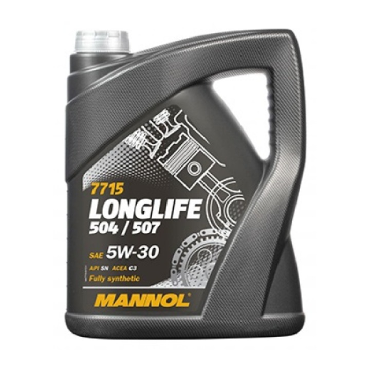 Ulei MANNOL Longlife 504/507 5W30, 5 litri - Mid SAPS (Sintetic PAO, DPF/TWC)