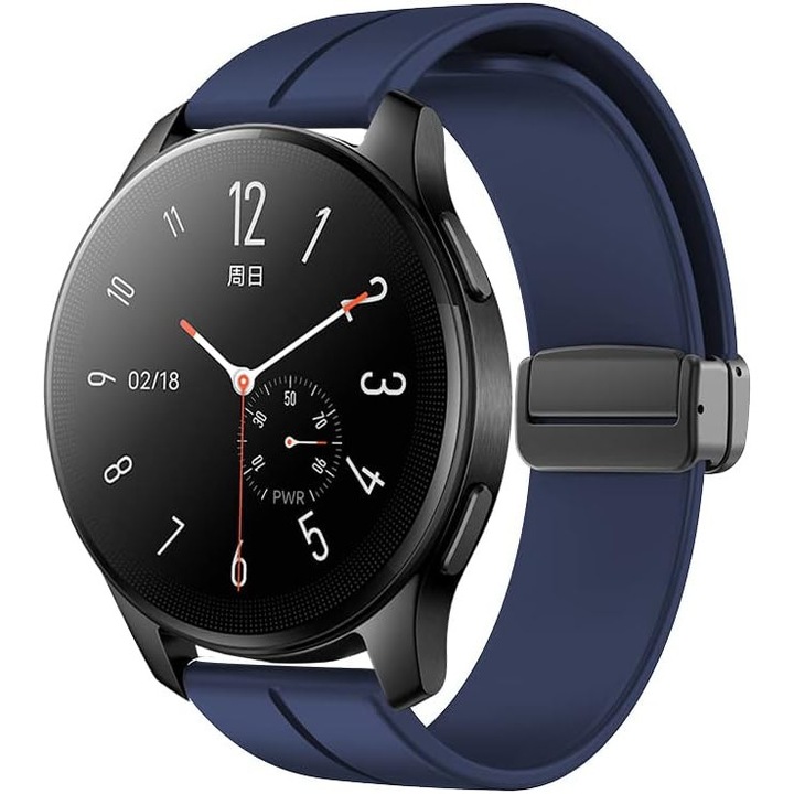 Szilikon óraszíj mágneses zárással, állítható, SA&SO General Store®, kompatibilis a Huawei Watch GT 2/3 PRO okosórával, Samsung Galaxy Watch 46 mm-es vagy bármilyen 22 mm-es szíjszélességű órával, kék, X47