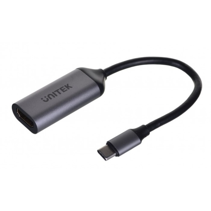Adaptor USB-C la HDMI 2.0, Unitek, 4K 60Hz, 0.15 m, Negru