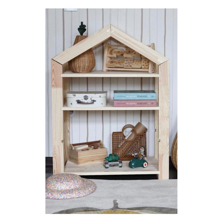 Детска библиотека, kidoocrafts, борова дървесина, регулируеми рафтове, 94,8x73x40 см