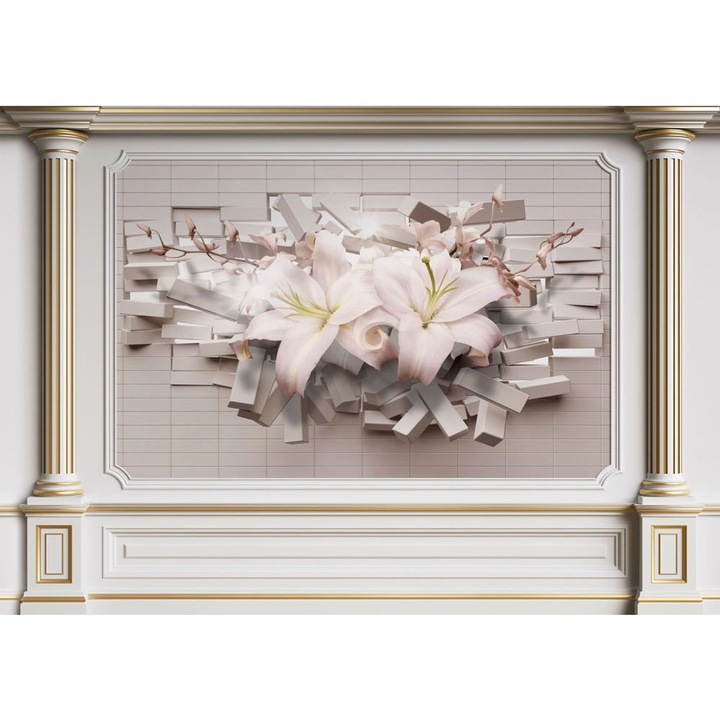 3D tapéta, Virágok a falon, öntapadós, sokszínű, 200x300 cm 3D78