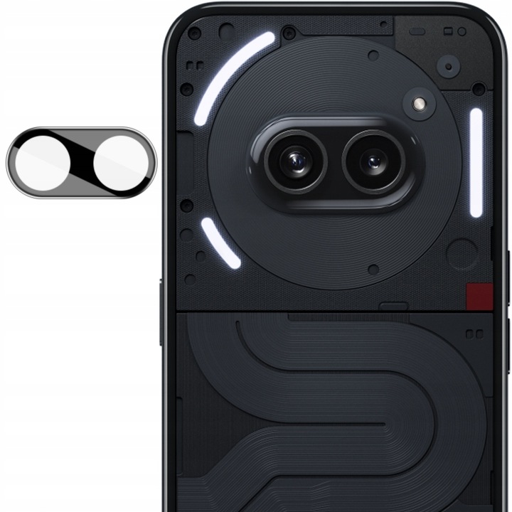 Folie de protectie pentru camera compatibila cu Nothing Phone (2a), Bizon, Sticla, Negru/Transparent