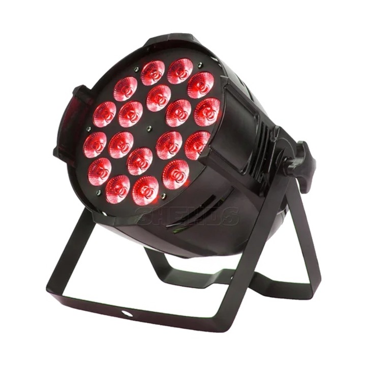 RGBWA+UV LED fényprojektor, alumínium, 18x12W, 324W, 20,8x23,8x22,2 cm, többszínű
