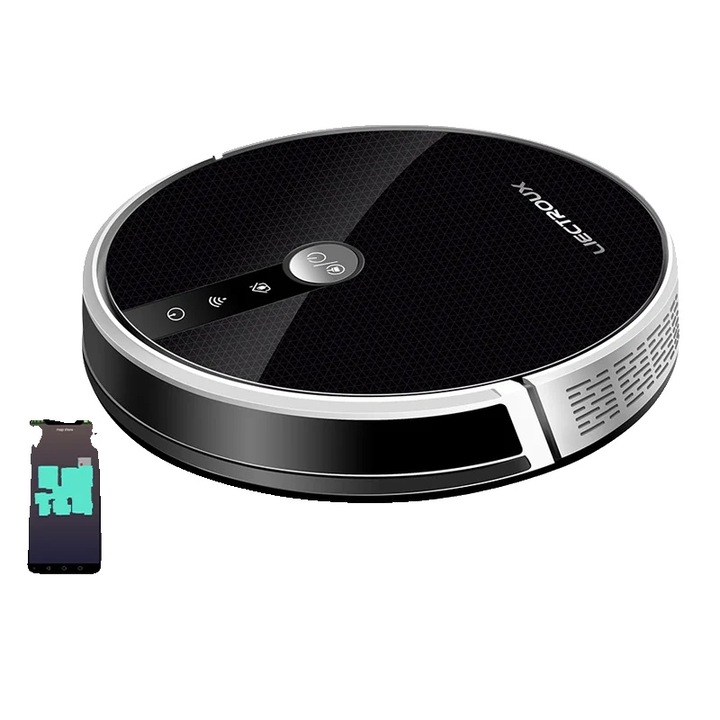 Aspirator robot, Navigare AI, Control WiFi, Negru, 6000Pa, 2500mAh, 330x74mm