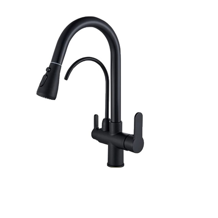 Konyhai csaptelep, dupla vezérlésű, víztisztító, fekete, 17,3x9,8x8,9 hüvelyk