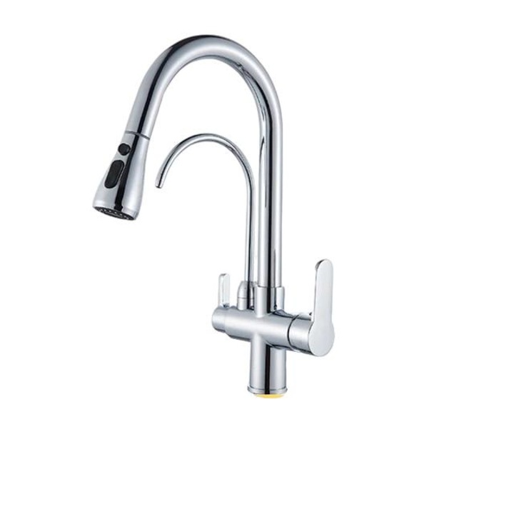 Konyhai csaptelep, kettős vezérlésű, víztisztító, 17,3x9,8x8,9 hüvelykes, ezüst