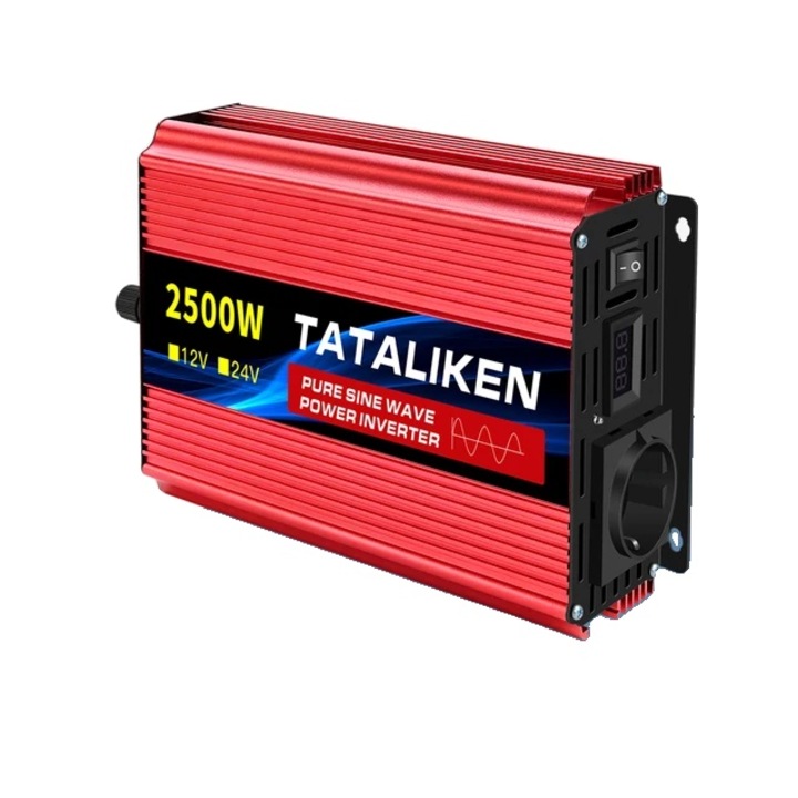 Invertor auto, TATALIKEN, unda sinusoidala pura, 2500W, 12V, 220V-230V