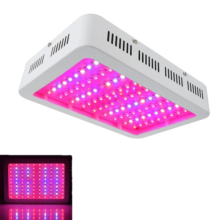 Lampa de crestere plante, spectru complet, 1000W, 100 LED-uri, 310x215x56mm