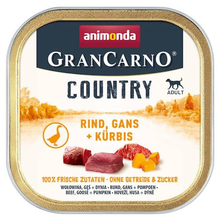 Hrana umeda pentru caini adulti Animonda GranCarno Country, vita/rata/dovleac, 150g