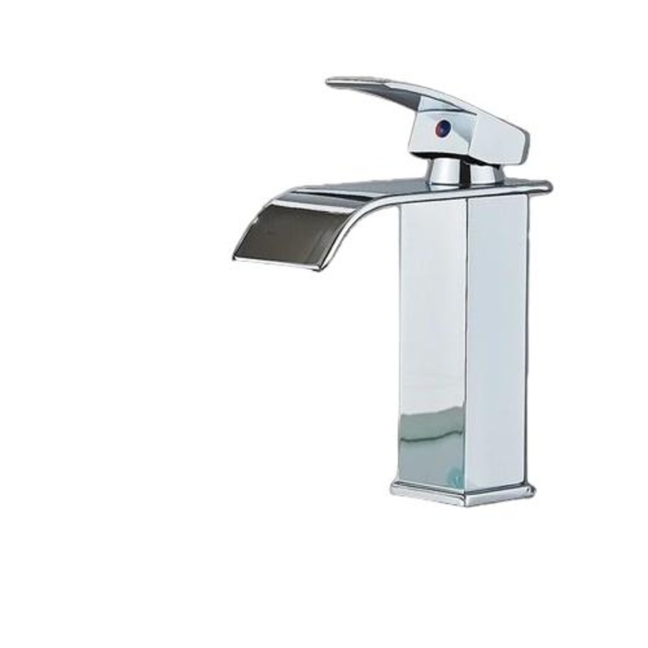 Szaniter csap fürdőszobai mosogatóhoz, egykaros, munkalapra szerelhető, sárgaréz, ezüst