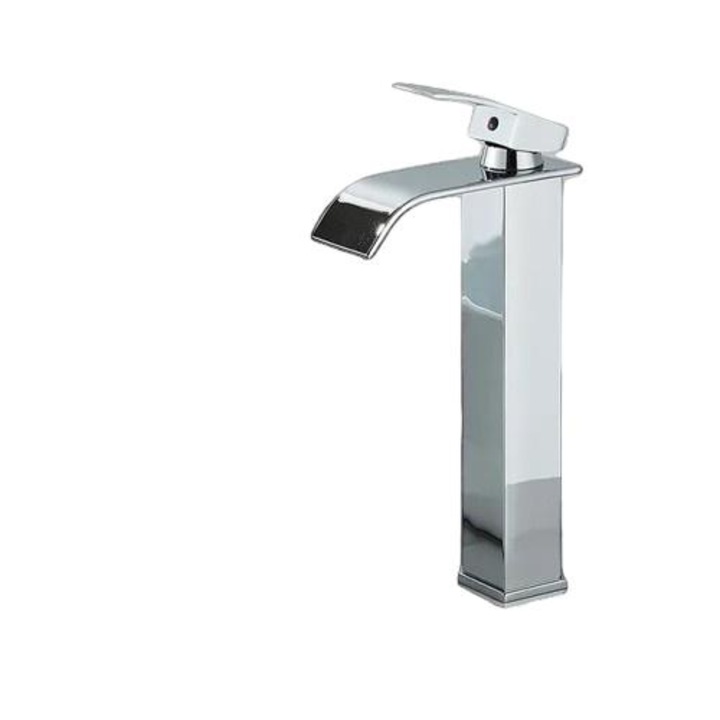 Fürdőszobai szaniter csaptelep, mosogatóra szerelhető, egykaros, sárgaréz, ezüst