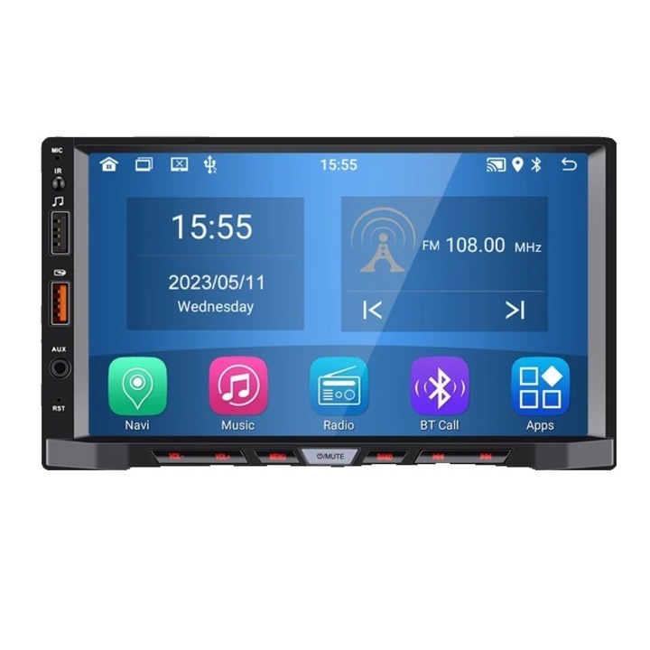 Радио за кола със 7-инчов екран, Android 11, 2GB RAM, 32GB ROM, Bluetooth 4.1, GPS, WiFi, FM, поддръжка на камера за заден ход