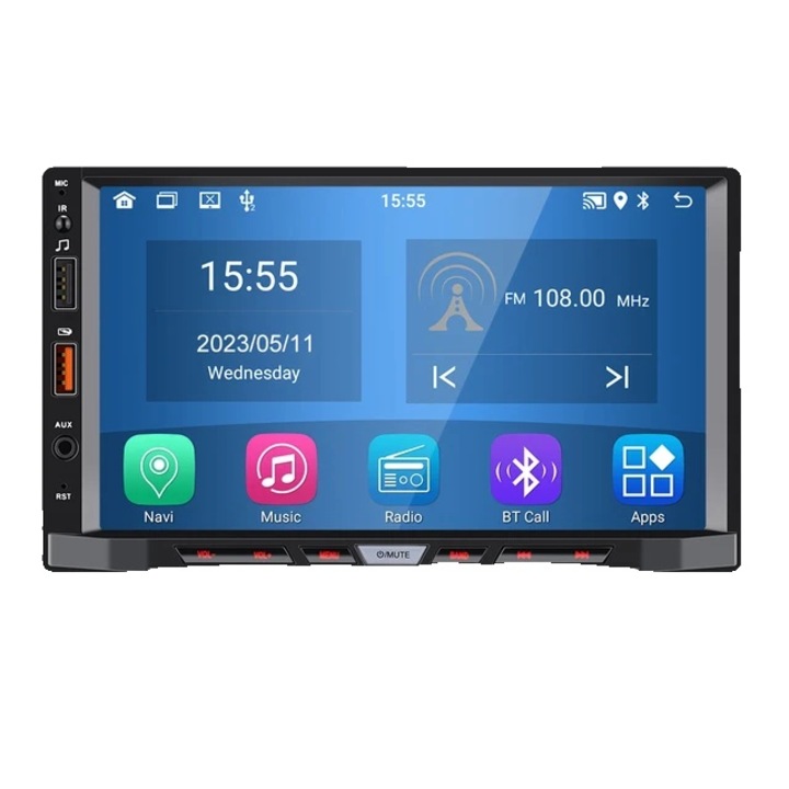Радио за кола със 7-инчов екран, Android 11, 1GB RAM + 16GB ROM, GPS, Bluetooth 4.1, FM, поддръжка на камера за заден ход